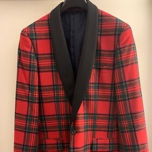 J. Crew Stewart Plaid Tartan Tuxedo Dinner Jacket